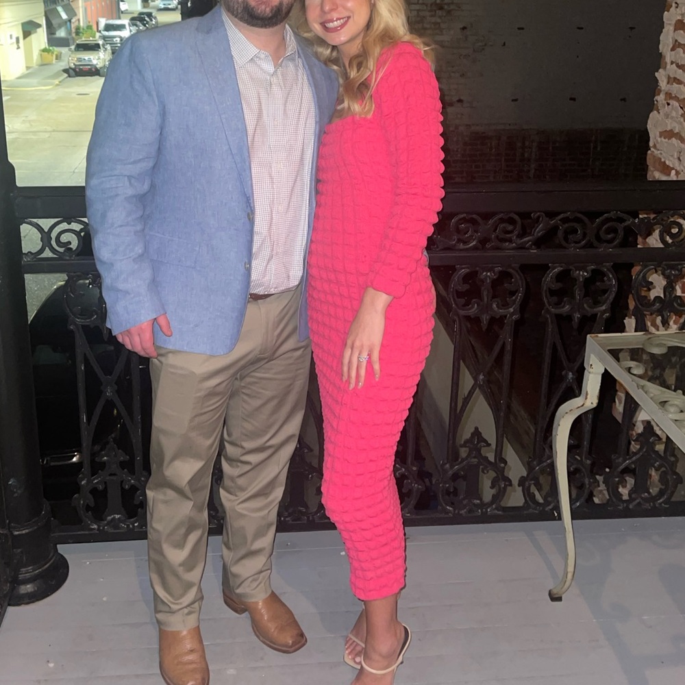 Hot pink Gianni Bini square neck midi dress